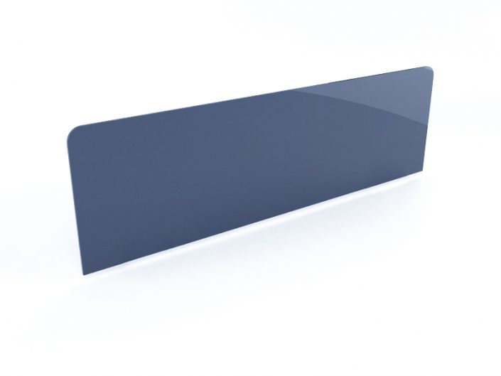mampara vidrio azul con soporte invisible